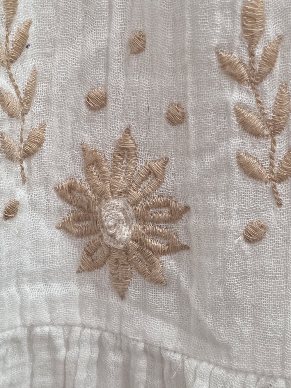 Free People White Maxi Dress with Tan Embroidery - Picture 2 of 6